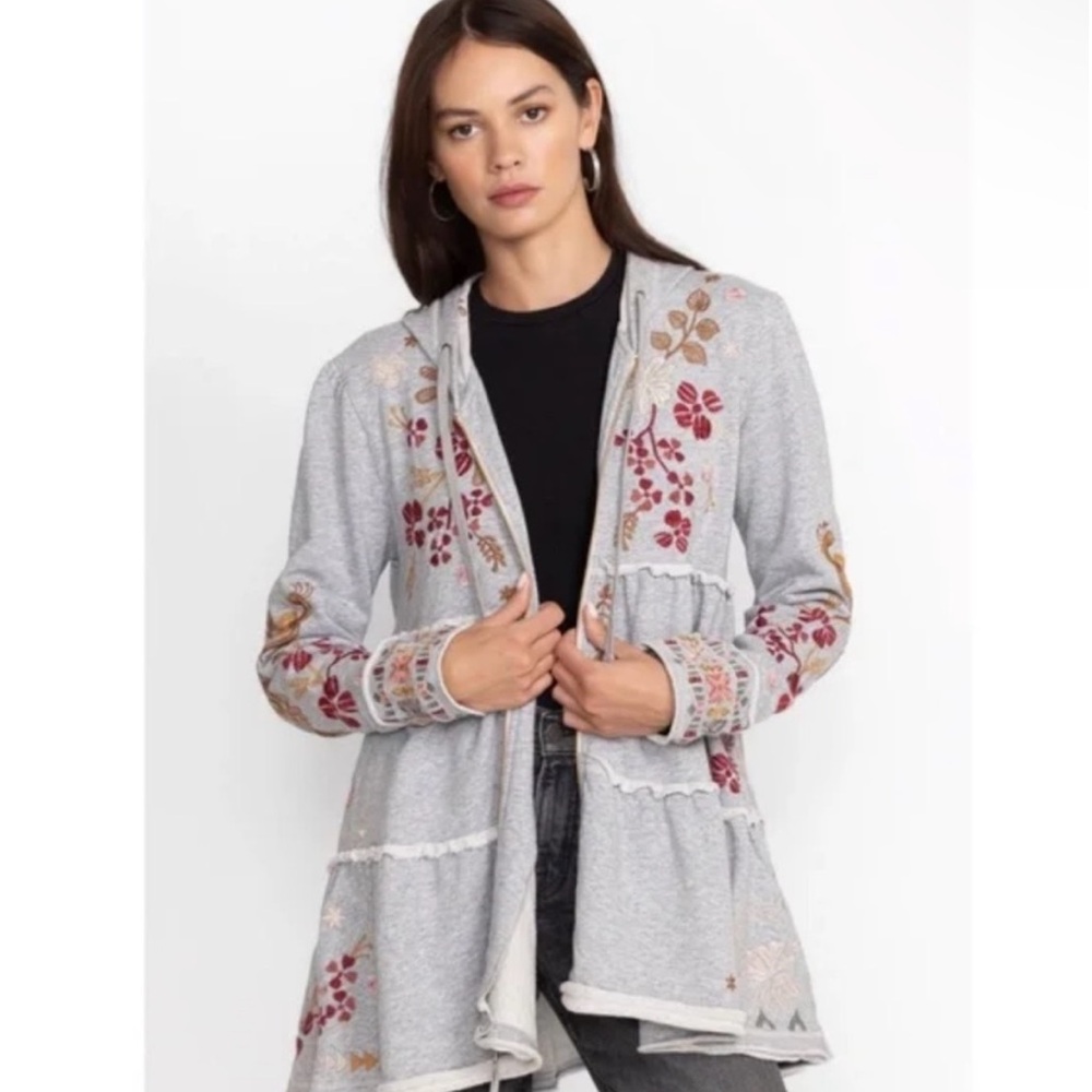 Johnny Was Embroidered Floral Hoodie NWT $270 Zuzu Boho Chic Sz S - Picture 6 of 7